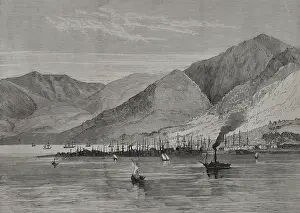 Panorama Prints: Panoramic view of the city and harbour, Batumi, Armenia, 1878. Creator: Unknown