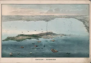 Panoramic view of Kronstadt, 1853. Creator: Civelli, Giuseppe (1816-1882)