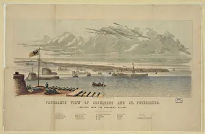 Panoramic view of Kronstadt and St. Petersburg. Artist: Anonymous