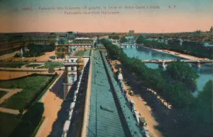 Papeghin Gallery: Panoramic view towards the Louvre, Paris, c1920