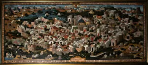 Classicism Collection: Panoramic view of Palestine with Jerusalem City, 1833. Artist: Anonymous