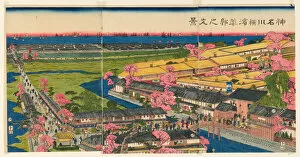 Panoramic View of the Pleasure Quarters in Yokohama, Kanagawa (Kanagawa Yokohama... 1860)