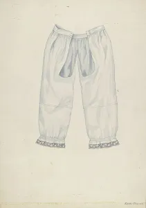 Period Costume Prints: Pantalette, c. 1937. Creator: Edith Towner