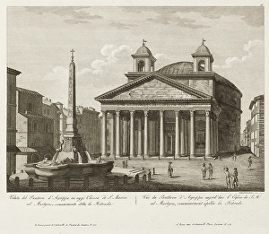 Water Fountain Prints: Pantheon of Agrippa, 19th century. Creator: Achille Parboni