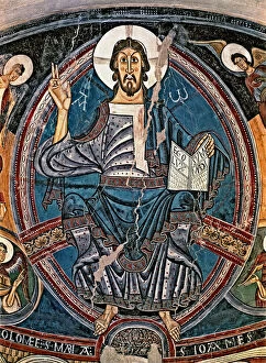 Images Dated 22nd March 2013: Pantocrator. Mural painting from the apse of the church of San Clemente de Taüll (Lleida)
