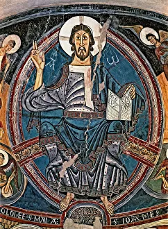 Apse Prints: Pantocrator. Mural painting from the apse of the church of San Clemente de Taüll (Lleida)