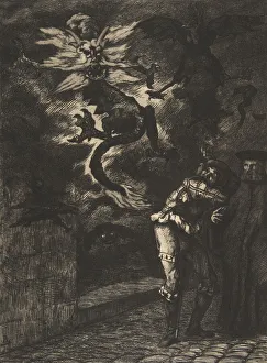Lix Bracquemond Prints: Panurge sortant de chez Raminagrobis, 1854-55. Creator: Felix Bracquemond