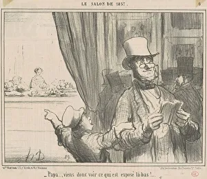 Salon Prints: Papa... viens donc voir ce qui est... 19th century. Creator: Honore Daumier