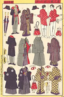 Triptych Of Polychrome Woodblock Prints Gallery: Paper Doll Clothing, 1897-98. Creator: Unknown