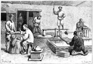Paper Making Gallery: A paper mill, China, 1895.Artist: Armand Kohl