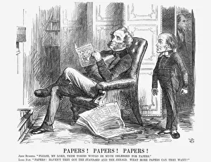 Schleswig Holstein Prints: Papers! Papers! Papers!, 1864. Artist: John Tenniel