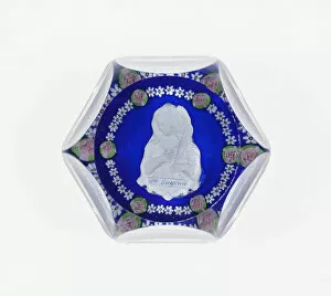 Cameo Collection: Paperweight, Clichy, c. 1846-55. Creator: Clichy Glassworks