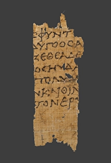 Odyssey Prints: Papyrus Fragment with Text from Homer's Odyssey, 1st century BC. Creator: Unknown