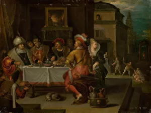 Richness Collection: The Parable of the Rich Man and the Beggar Lazarus, 1615. Creator: Francken, Frans