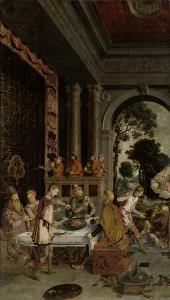 Licking Prints: Parable of the Rich Man and Poor Lazarus, c.1550-c.1575. Creator: Anon