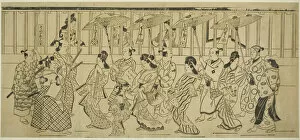 Yoshiwara Gallery: A Parade of Courtesans, c. 1690. Creator: Hishikawa Moronobu