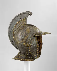 Rivet Prints: Parade Helmet al Antique, French, probably Paris, ca. 1630. Creator: Unknown
