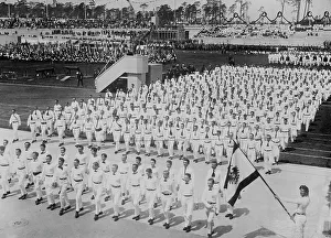 Precision Prints: Parade of Turners at opening Berlin stadium, 1913. Creator: Bain News Service