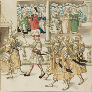 Social Gathering Prints: Parading Knights in Oriental Costume, c. 1515. Creator: Unknown