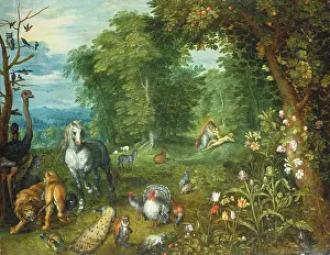Book Of Genesis Prints: Paradise with the Creation of Eve, c1636-1640. Creator: Jan Brueghel the Younger