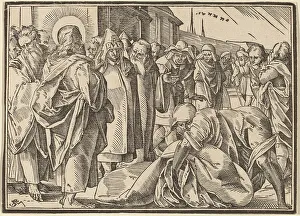 Paralysed Prints: The Paralytic Healed by Christ Picks up His Pallet. Creator: Christoph Maurer