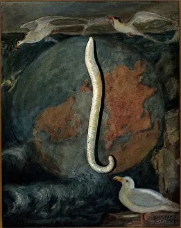 Laridae Prints: Parasites: a parasitical worm, shown much enlarged