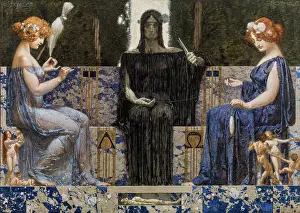 Tempera On Canvas Prints: The three Parcae, c1910. Creator: Rothaug, Alexander (1870-1946)