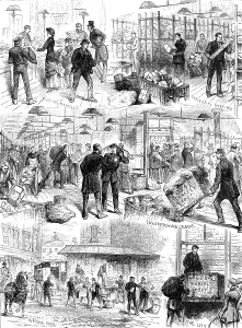 Baskets Prints: The Parcels Post - First Day: Sketches at the General Post Office, 1883. Creator: Unknown