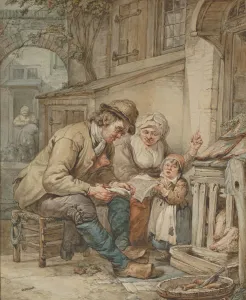 Parents Prints: Parents Teaching Their Daughter a Song, early 19th century. Creator: Abraham van Strij