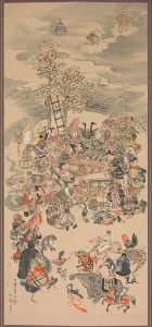 1868 1912 Prints: Parinirvana with Otsu-e Subjects, 1800s. Creator: Hakuen (Japanese, active 1850-1870)