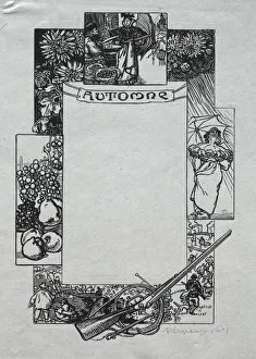 Paris Almanac, 1897: Decorative Border, Autumn, 1897. Creator: Auguste Louis Lepere (French