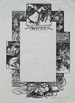 Paris Almanac, 1897: Decorative Border, Winter, 1897. Creator: Auguste Louis Lepere (French