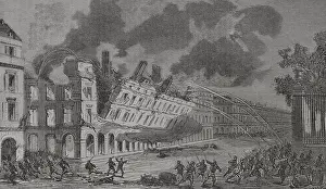 Paris Commune: Collapse of the Ministry of Finance building, Rue de Rivoli (Rivoli Street)...1871. Creator: Tomas Carlos Capuz