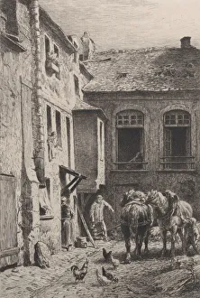 Jacque Prints: A Paris Courtyard in 1865. Creator: Charles Emile Jacque