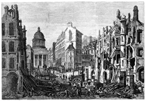 Paris demolitions - removal of a portion of the Quartier Latin - from a drawing by M. Thorigny, 1860 Creator: Unknown