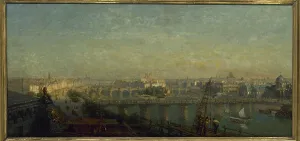 Pasarelle Des Arts Prints: Paris from the east side: view taken from the roofs of the Louvre