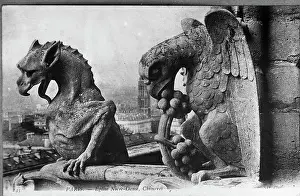 Named Prints: Paris - Eglise Notre-Dame, Chimeres ( Gargoyles ). Creator: Unknown