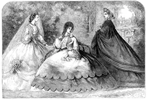 Scallop Prints: Paris fashions for August, 1862. Creator: Unknown