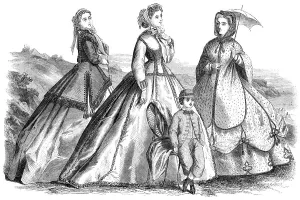 Tassels Prints: Paris fashions for August, 1865. Creator: Unknown