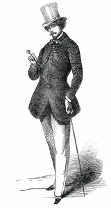 Frock Coat Prints: Paris Fashions for August - Promenade Dress, 1850. Creator: Unknown