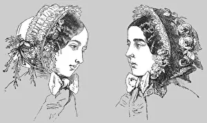 Faces Prints: Paris Fashions; Bonnets, 1854. Creator: Unknown