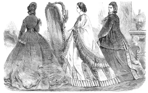 Ball Dress Prints: Paris fashions for December, 1864. Creator: Unknown