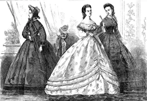 Decolletage Prints: Paris fashions for February, 1864. Creator: Unknown