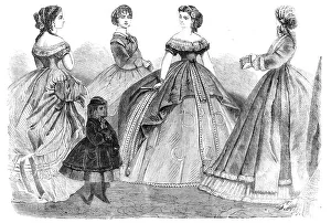 Decolletage Prints: Paris fashions for January 1866, (1865). Creator: Unknown
