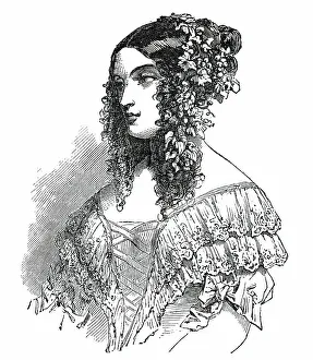Hair Decoration Prints: Paris Fashions for June - Ball Dress, 1850. Creator: Unknown