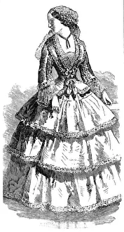 Flounced Skirt Prints: Paris Fashions for the New Year, 1854. Creator: Unknown