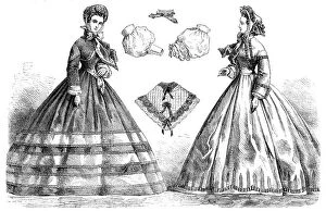 Sleeves Collection: Paris fashions for October, 1862. Creator: Unknown