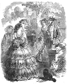 Flounced Skirt Prints: Paris Fashions for September, 1854. Creator: Unknown