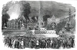 Firework Prints: The Paris Fete - Illumination in the Place de la Concorde, 1850. Creator: Unknown