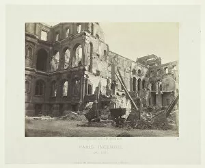 Albumen Print From The Series Paris Incendi Gallery: Paris Fire (Court of Honor at City Hall), May 1871. Creator: Charles Soulier